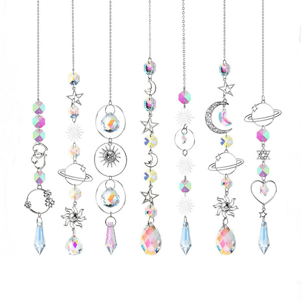 Vedhæng Have Suncatcher Vindklokker Rainbow Prism Crystal Cha A2