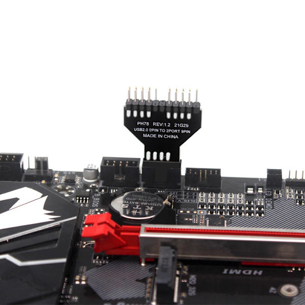 USB 2.0 1 till 2 portar 9-stifts kabeladapter Moderkort Frontpanel