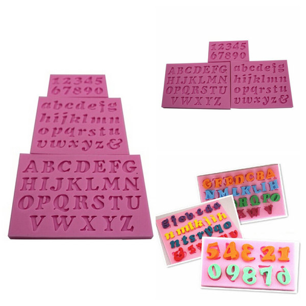 3 stk Ny Mini Letter&Nummer Silikon Håndlaget Fondantkake Des