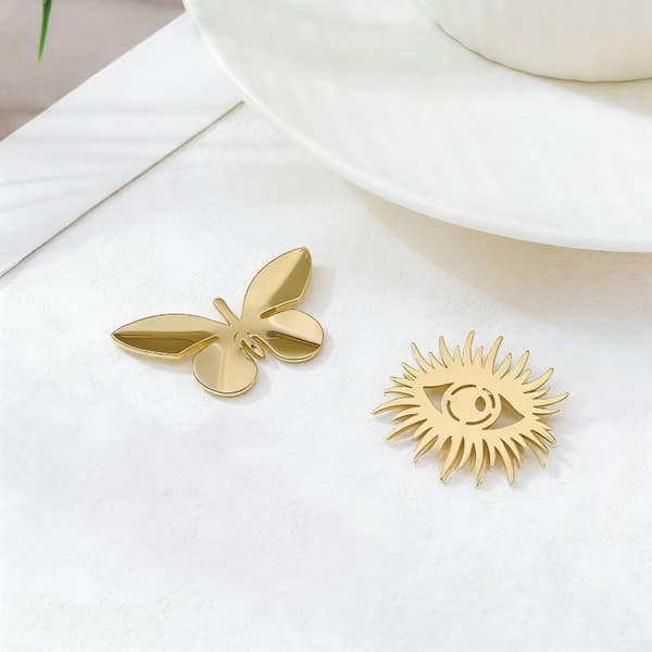 1 stk gullfarget elegant damebrosje hul sommerfugl ginkgo A2