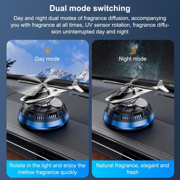 Solcellsdriven billuftfräschare Parfym Helikopter Dekor Inredning Gray