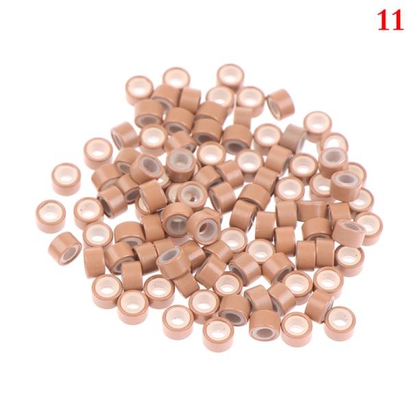 100 Stk Micro Silikone Forede Ringe Links Beads Crimp Beads Hår 11