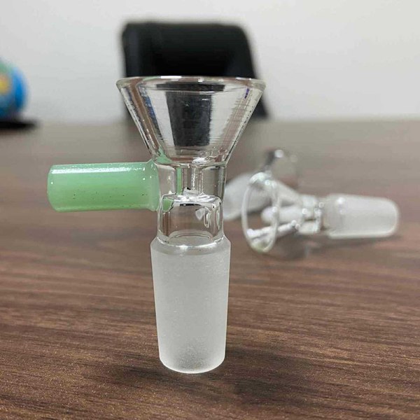 14mm Laboratory Clear Glass Borosilikat Handtag Tratt Typ Bow Green