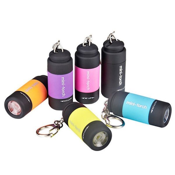LED mini lommelygte bærbar USB genopladelig nøglering Flashli black