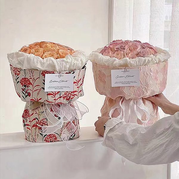 10 kpl Pyöreä Kukkakimppu Stereotyyppi Kraft Paper Flowers Rose Pakkaus 10pcs