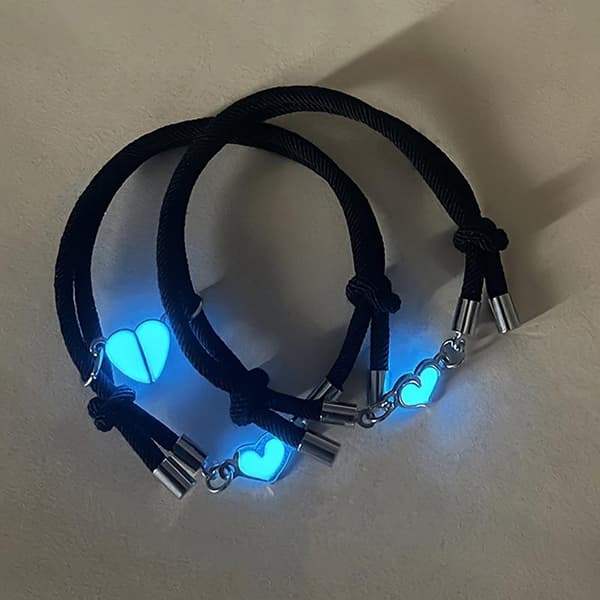 Lysande berlocker Armband Set Par Justerbart Flätat Rep Vän