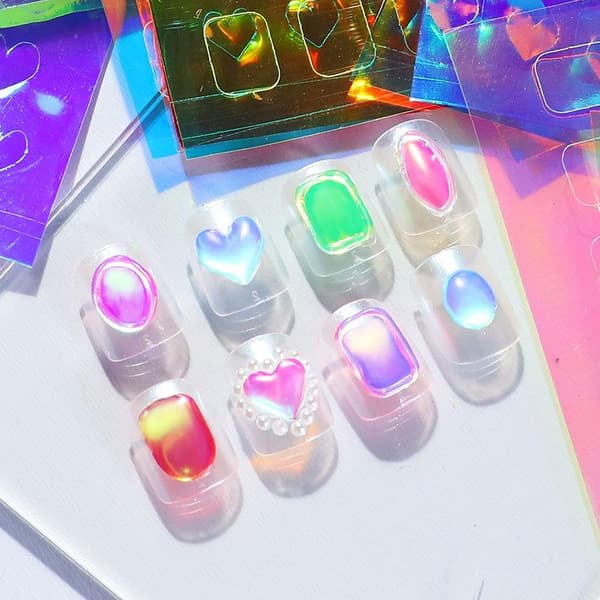 6/11 ark Aurora Glass Nail Foil Sticker Ice Cube Broken Glass E