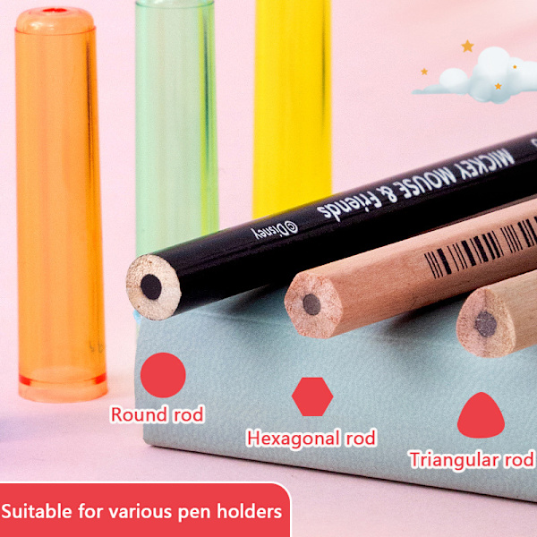 6 STK Farve Transparent Plastic Pencil Extender Pen Protector Ca A2