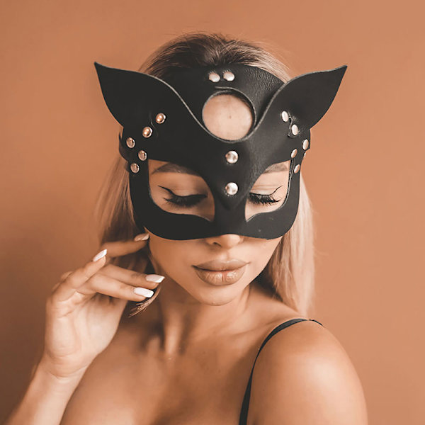 Kvinnor Sexig Half Face Fox Cosplay För Halloween Party Masquerade