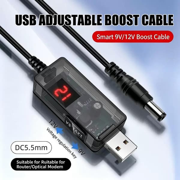 USB strømforsterkerlinje boost-omformeradapter med indikatorlys