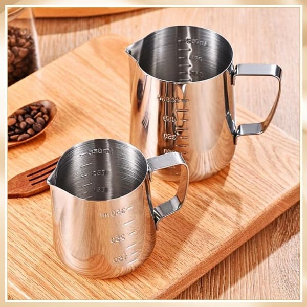 Mælkekande i rustfrit stål til opskumning af kaffe Latte Art Kop Mål Pitcher 350ml