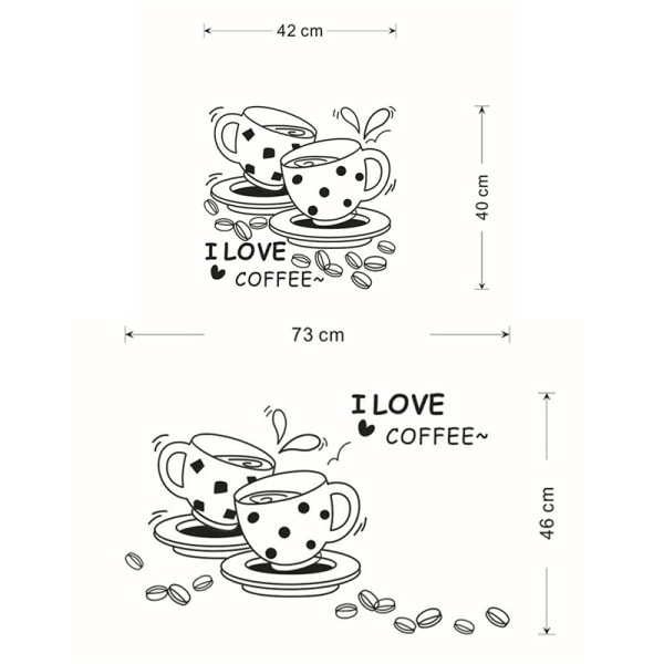 Jag älskar kaffe väggdekal Avtagbar e kaffekopp väggdekal Ki