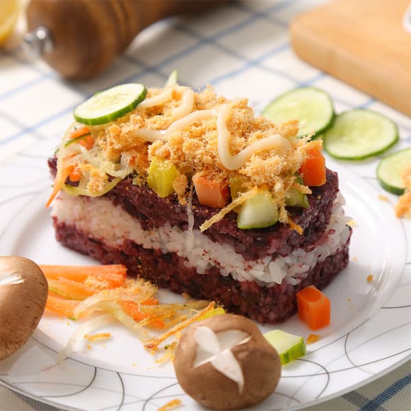No Stick Musubi Maker Press med liten rispaddel Blue