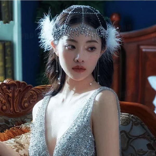 1 stk. hul netting dusk lue hodeplagg bohemsk rhinestone hode A2