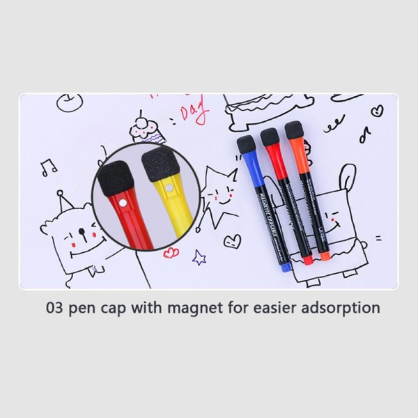 12 farver tuschpenne Magnetic Dry Erase Markers Sletbar hvid