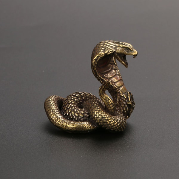 Antik bronse kobra statue Ornament Zodiac Snake Miniatyr Fig