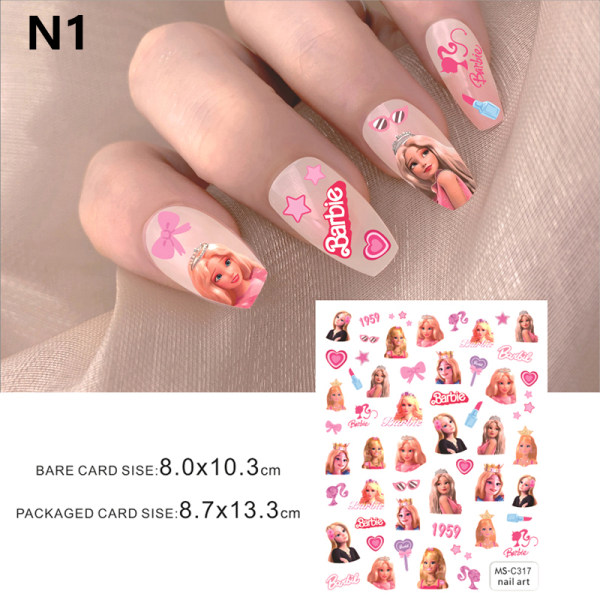 Barbie-kynsitarrat Princess Y2K Girls nail art 1