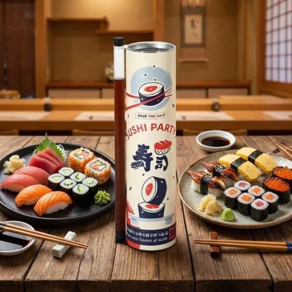 1/3 STK Rund Sushi Push Box Med Sovserør Fødevaregodkendt Sushi Form