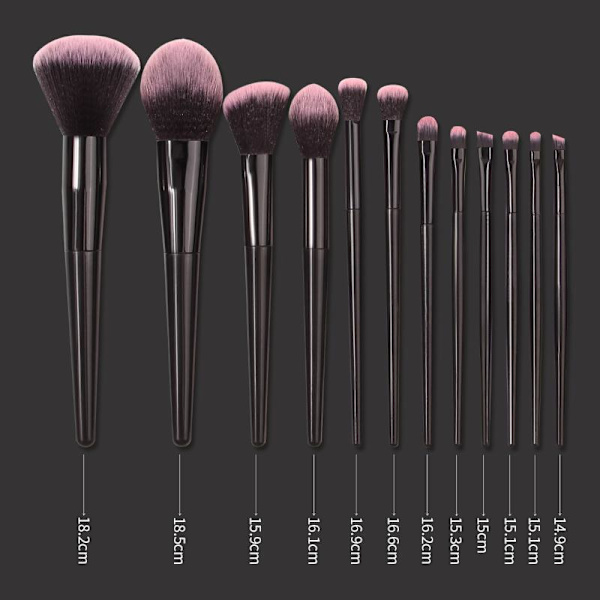 Professionelt makeupbørstesæt Foundation Blusher Kosmetisk Make- Black E