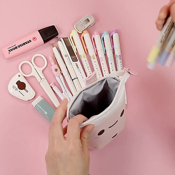 Pysyvä case ja teleskooppinen kynäpidike Kawaii-paperi Coffee
