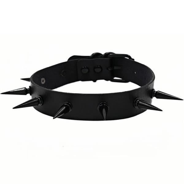 Överdriven gotisk spikad chokerhalsband för kvinnor i PU-läder Brown
