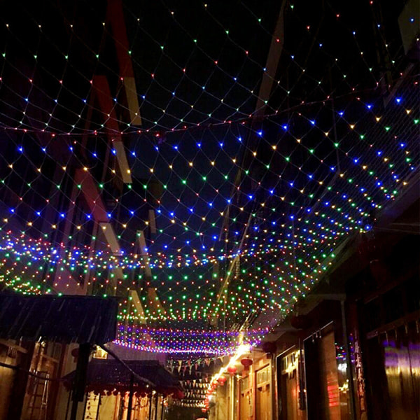 LED Nätgardin Mesh Fairy String Light Christmas Outdoor Light Multicolor