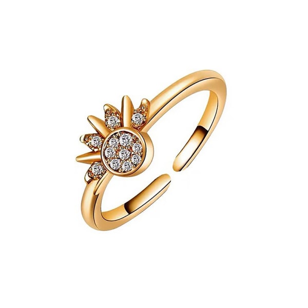 Trendig zinklegering Sparkling Sun Moon öppning justerbar ring A1