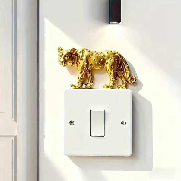 Leopard Ljusströmbrytare Dekoration Harts Leopardfigur Självhäftande A3