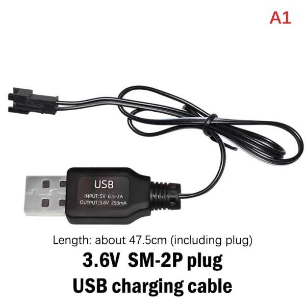 3,6V 4,8V 6V 7,2V NiMH batteri USB-oplader til fjernbetjening A1