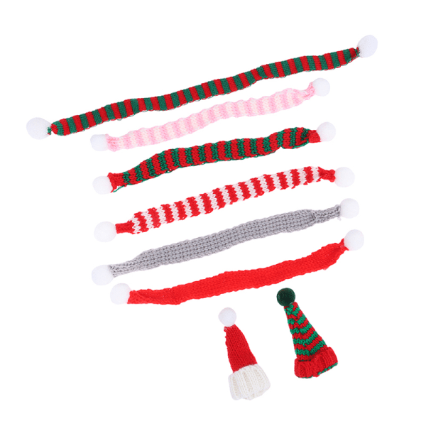 2kpl Mini Doll Christmas Caps Neulotut huivit Minivaatteet lapsille  12(red+green) 79ff | 12(red+green) | Fyndiq