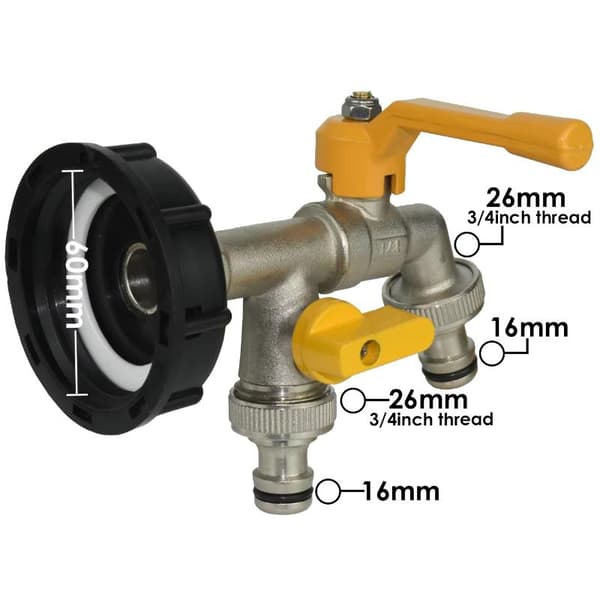 1 set kranadapter 1/2'' 3/4'' IBC vattentankanslutning med