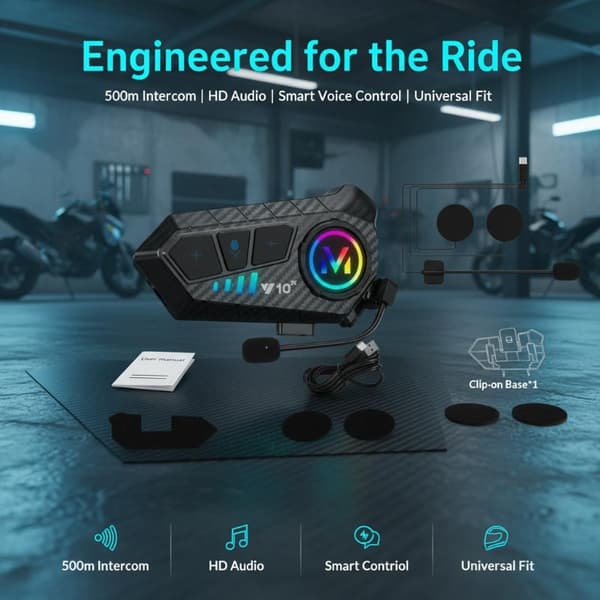MOFOX Y12 Pro Motorcykelhjälm Intercom Headset Med Musikdelning 3