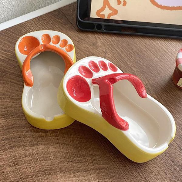 Flip Flops Ketchup Sojasovs Dipper Bærbar keramisk salatsauce Orange