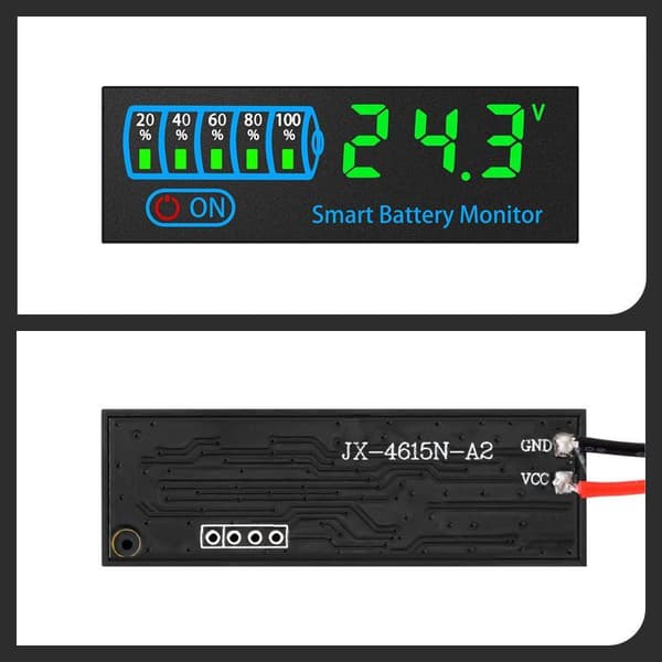 Smart batterimonitor DC 7-55V LED-skjerm med strømavbruddsminne for White
