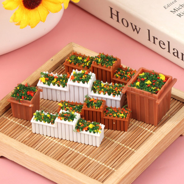 1:12 Dockhus Miniatyr Blommor Trädgård Blomsterbädd Blomkruka P 3#