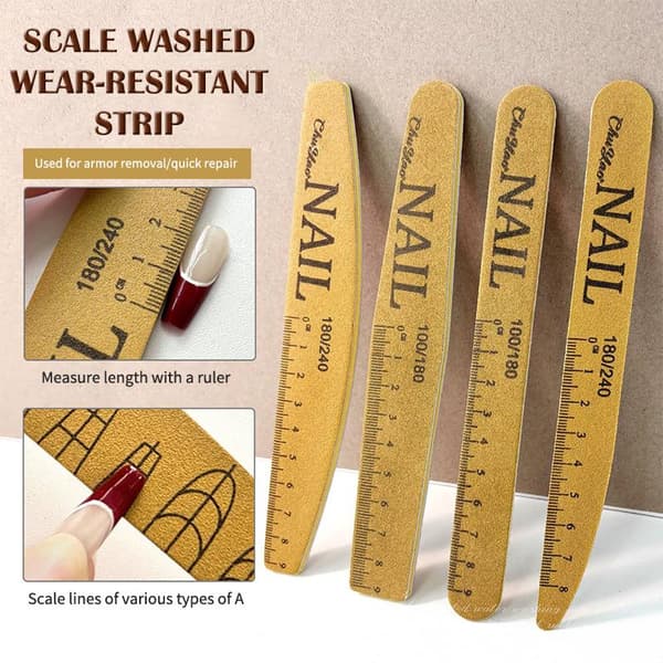 Böjda nagelfilar med skala Emery Boards Buffer Fine Grit Trav E