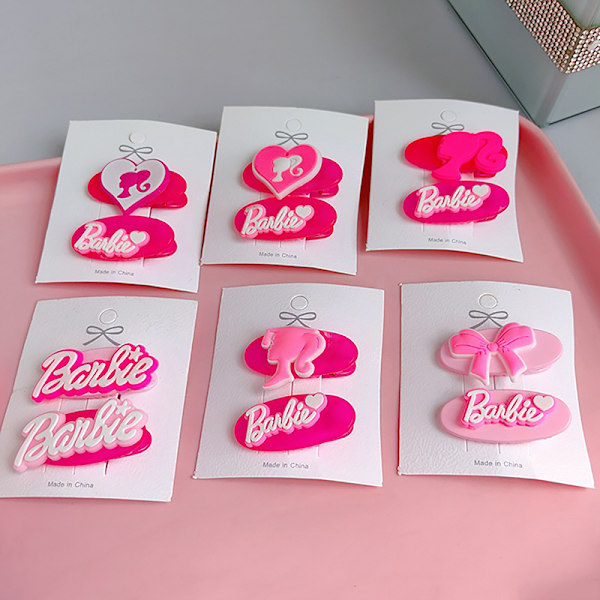 2kpl e Barbie Letter hiusklipsit Y2k vaaleanpunainen hiusneula Bang Clip Hair A2