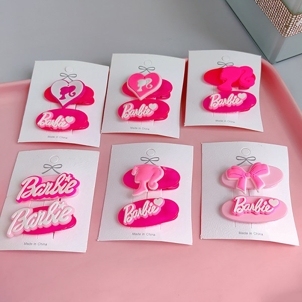 2stk e Barbie Letter Hårklemmer Y2k Rosa Hårnål Bang Clip Hår A2