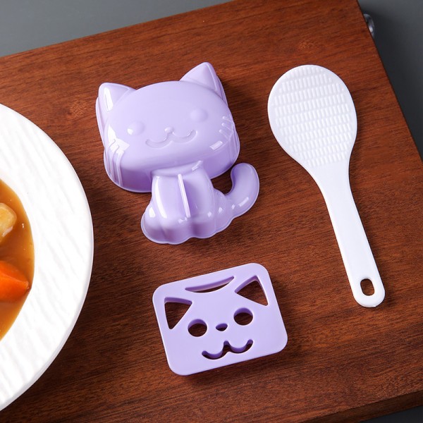 3 st/ set e Cat Sushi Form DIY Sandwich Rice Ball Form Kök A Purple