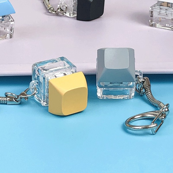 Merit +1 Muyu Decompression Keychain Keyboard Button Sormenpää Yellow