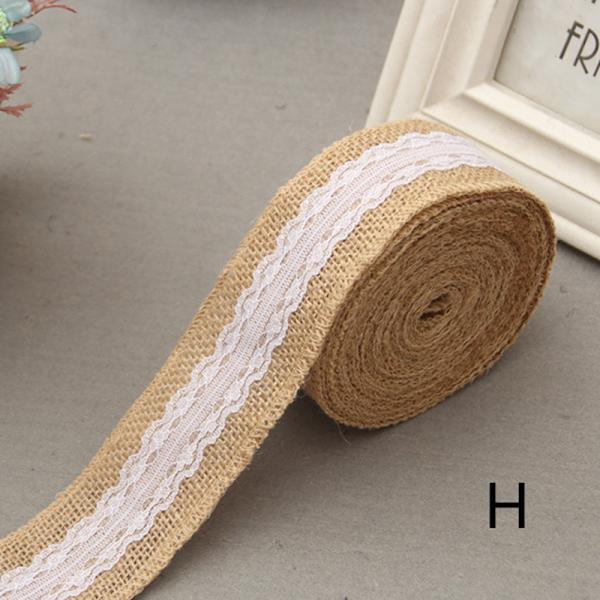 2M Bröllopsspets Säckväv Garland Hessian Ribbon Julklappar B khaki 5*200cm