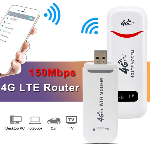 4G LTE USB Modem Dongle 150 Mbps ulåst trådløst trådløst netværk Black