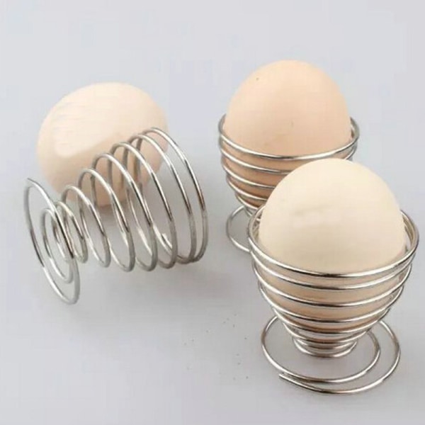 Stainelss Stål Fjær Wire Tray Egg Cup Kokte egg Holder Sta