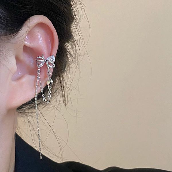 1 Par Mode Långa Tofs Clip Örhängen Sweet Cool Zircon Ear C