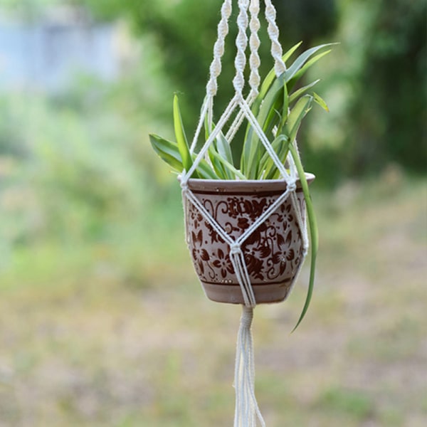 Grydeholder rame Hanger Hanging er Basket Jute Braided Rope Cra G