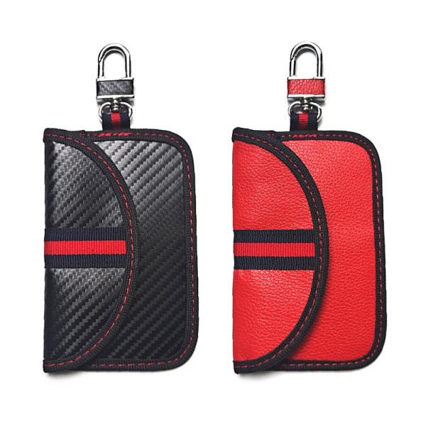Faraday Bag case RFID-signaalia estävä pussi-avainkotelo Red leather