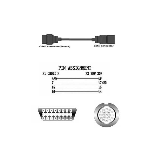 20pin II-adapter 20 PIN til 2 16 PIN hunnkontakt E36 E39 X5 20pin
