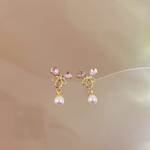 1pari Sweet Zirkonia korvakoruja Luxury Pink Diamond Hollow P