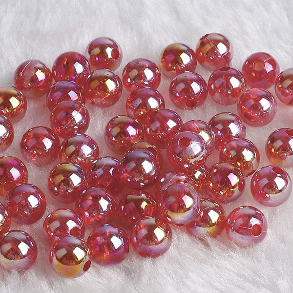 100 stk 6MM Rainbow Candy AB Farge Runde Akrylperler For Jewel Red 8MM about50pcs