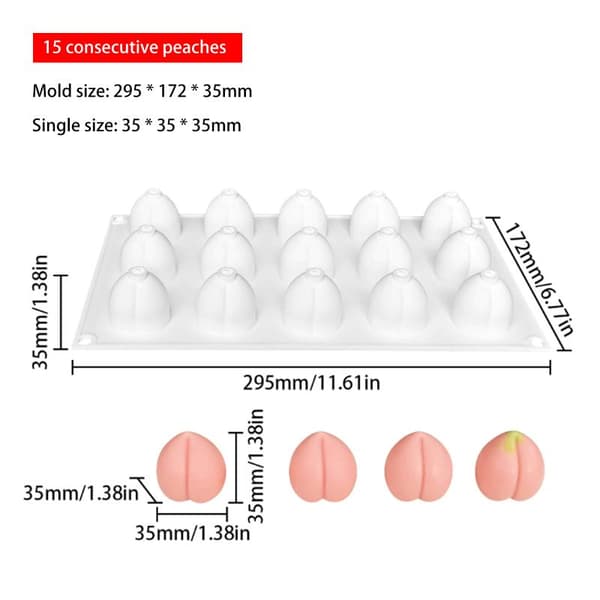 Frukt Honung Persika Silikon Mousse Mandel Tårtform Tårtdekor A2